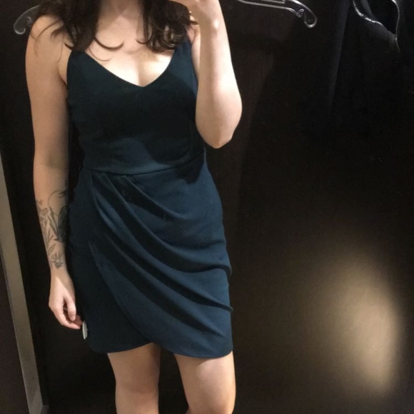 Spaghetti Strap V-Neck Dress with Crossover Skirt - Picture 3 of 5